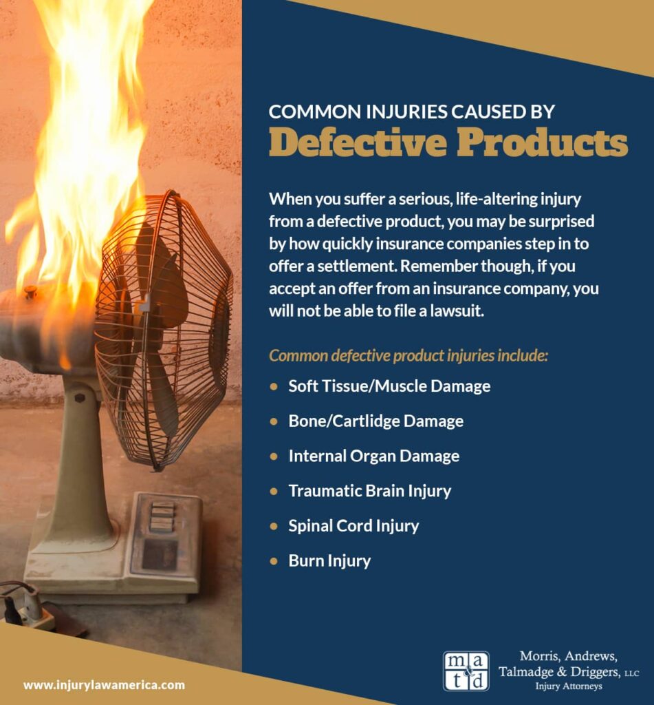 defective product injuries list | Morris, Andrews, Talmadge and Driggers, LLC